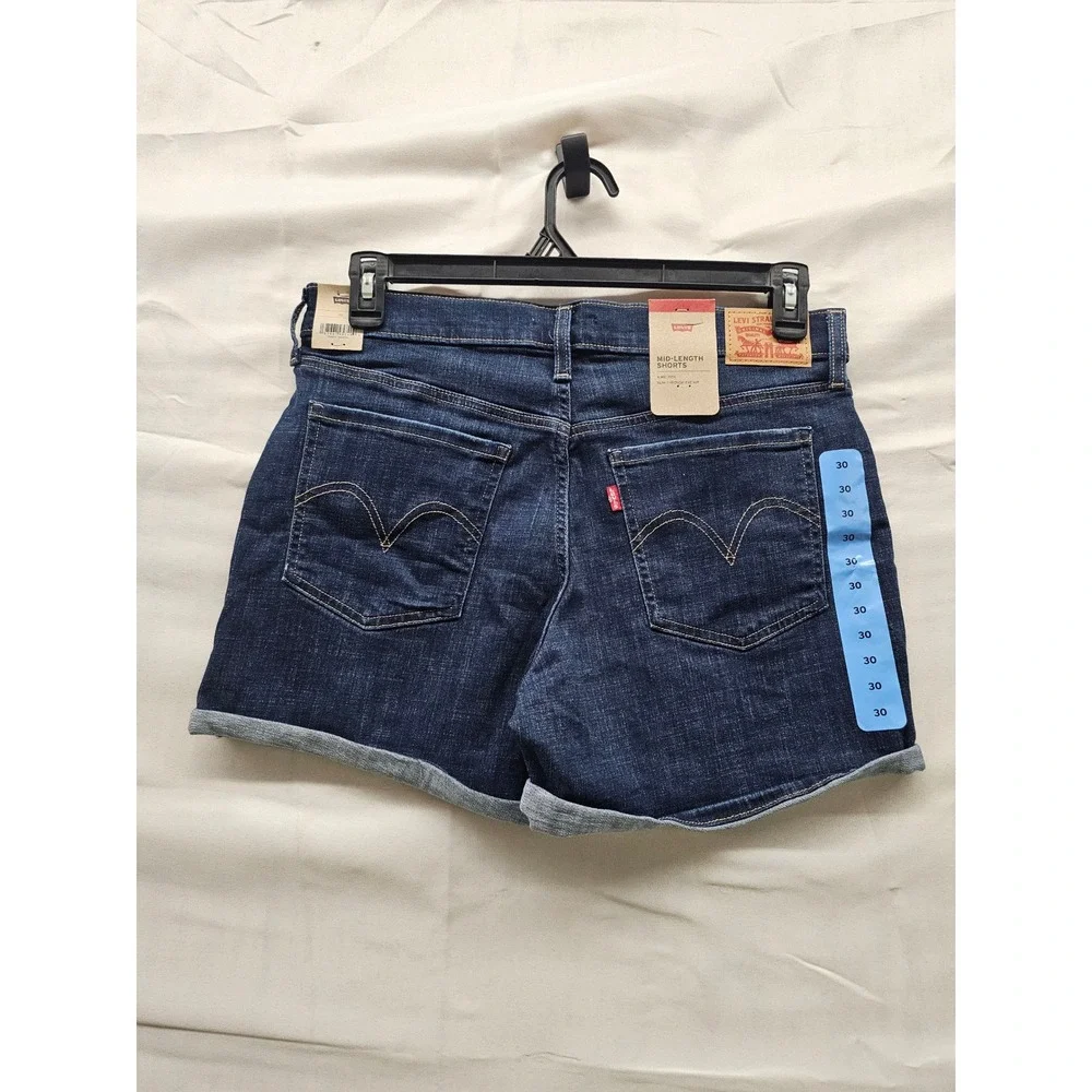 Levi's Womens Mid Length Shorts Blue Cotton Blend Casual Size 30